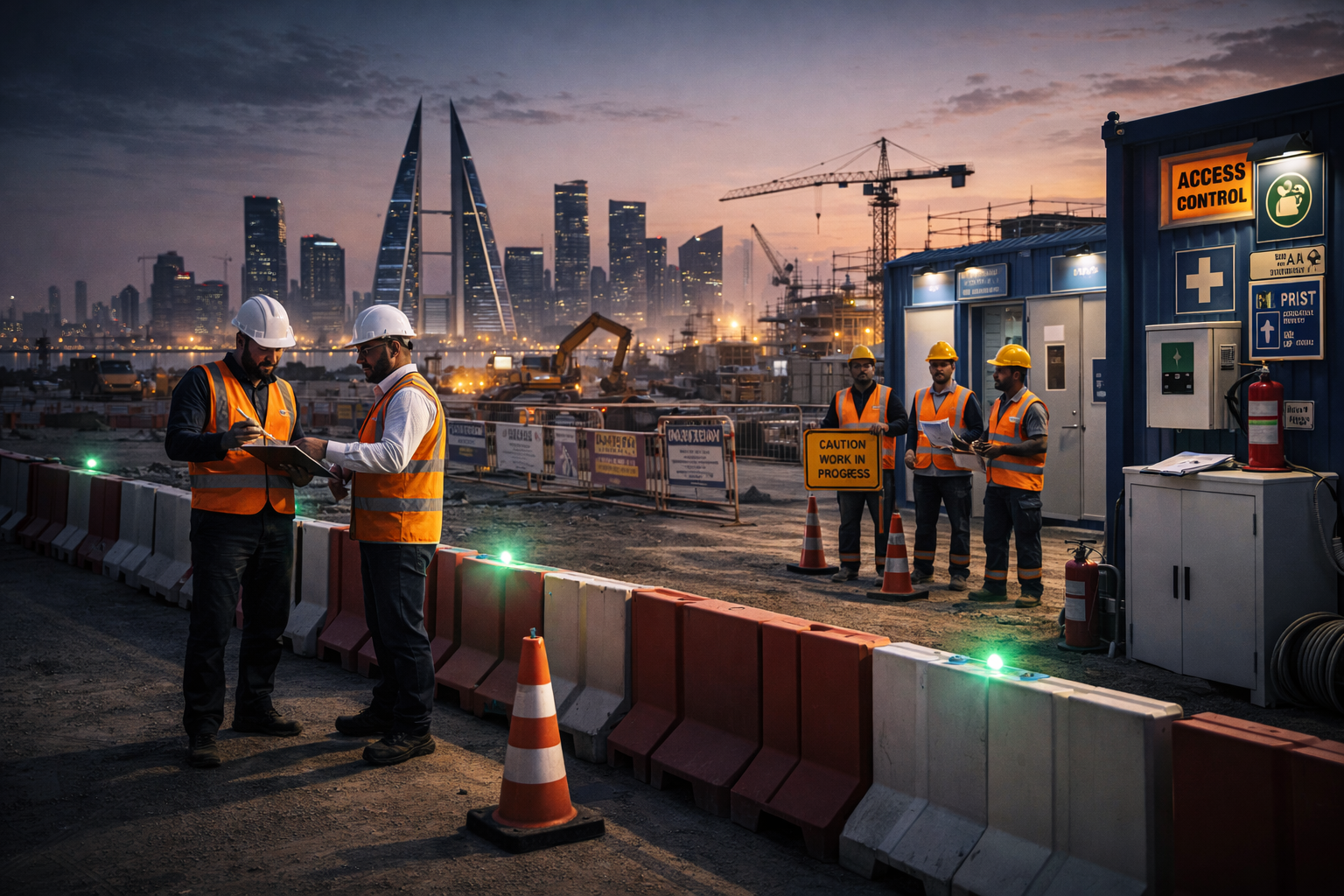 Construction site visual used as article cover for Bahrain EPC HSE framework guide