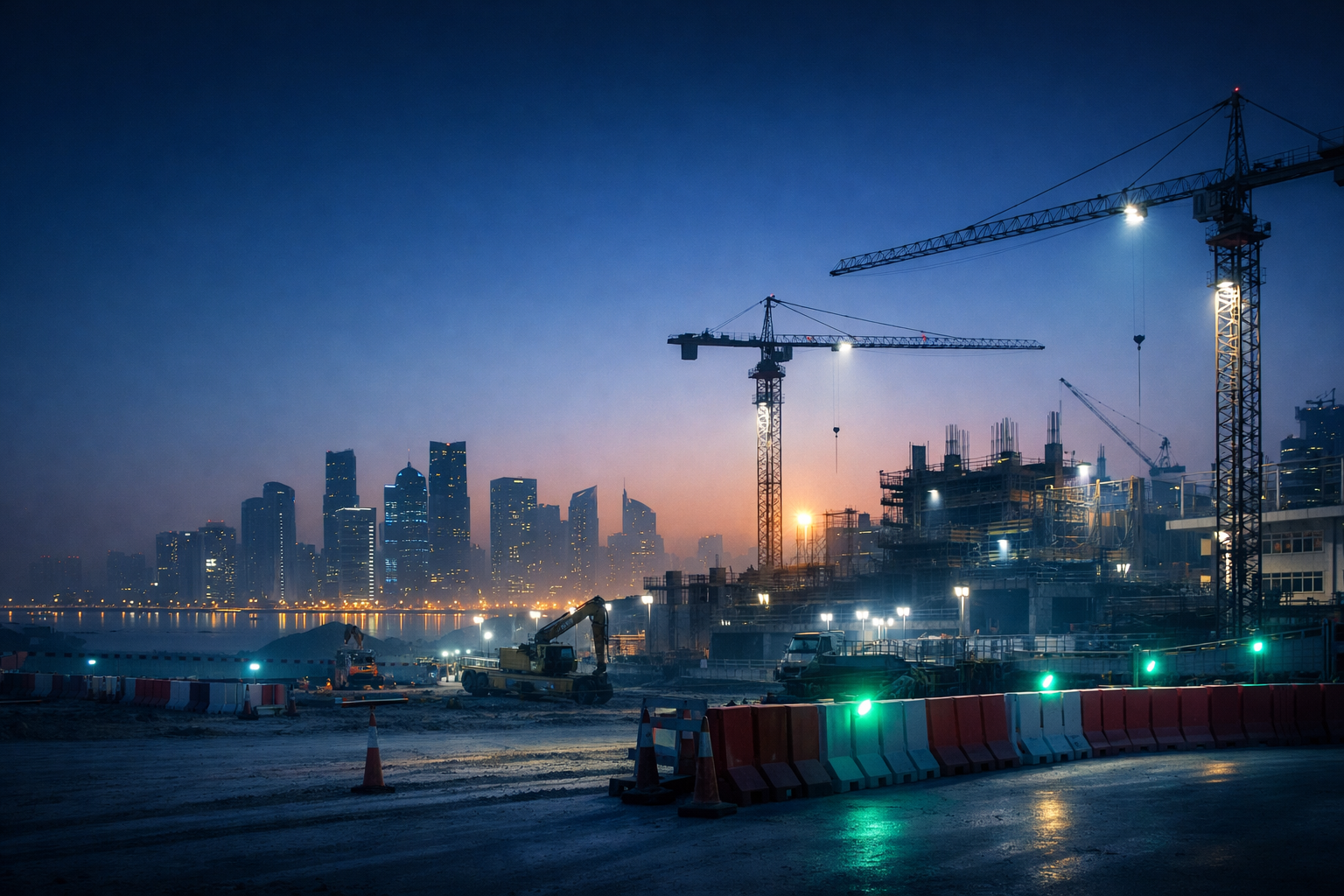 Construction site visual used as article cover for Qatar EPC HSE framework guide